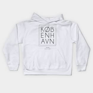 Kobenhavn, Copenhagen city minimal typography 2 Kids Hoodie